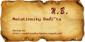 Malatinszky Beáta névjegykártya