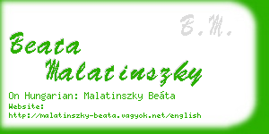 beata malatinszky business card